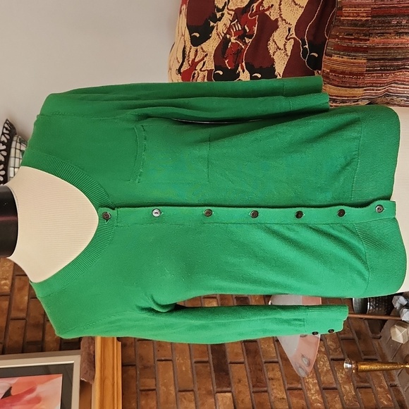 GAP womens green cardigan size small 100% cotton short sleeve button front soft - Picture 4 of 15